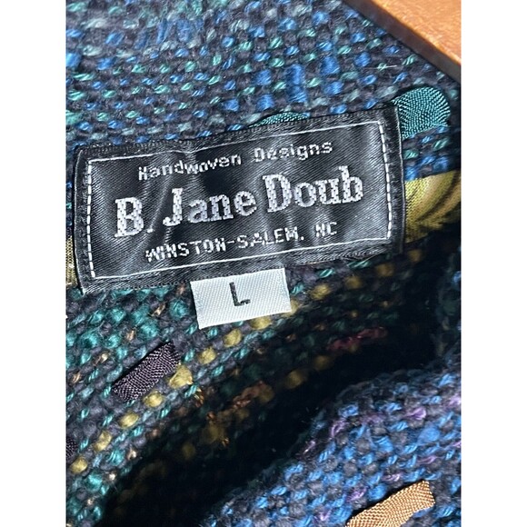 B. Jane Doub Handwoven Jacket Large Multicolor Art to Wear Fiber Knit Button - Picture 3 of 15